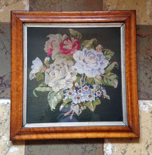 Ancien cadre broderie canevas - cadre,