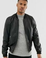 Veste Bomber En Cuir Noir Pour