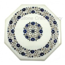 18 " Marbre Coin Fin Table Top Demi Précieux Pierres Incrustation Pietradura Art