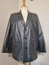 MP MODA : VESTE BLAZER CUIR VERITABLE GRIS EXCELLENT ÉTAT MIXTE LEATHER REAL 