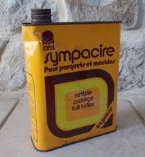 Antique SYMPACIRE Polish Oil can tin old vintage France canister yellow vtg #4