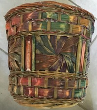 Corbeille/cache Pot/poubelle EnOsier Tressé Vert/bleu/marron/rouge H 23cm/ D 24