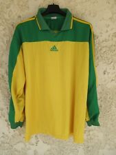 Maillot ADIDAS vintage shirt jaune vert camiseta maglia manches longues L/S XL