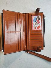 porte feuille porte carte papier monnaies marron L20 H10cm