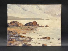 Ancien Tableau HSP Marine - Côte Rocheuse - Signé Kauffer - Art Lorrain