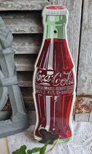ANCIENNE PLAQUE EMAILLEE FORME BOUTEILLE COCA COLA publicitaire