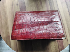 Sac à main en cuir croco - pochette soirée femme vintage bordeaux 