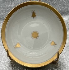 SOUCOUPE PORCELAINE BLANC & OR ABEILLES NAPOLEON Ier EMPIRE D 17,5 cm XXeme