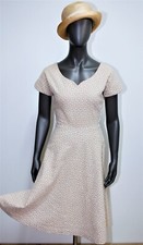 Vintage 1950's beige cotton short sleeves dress L'AIGLON size 2 made in USA