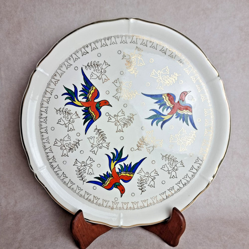 Plat décor oiseau - oiseau, stylisé