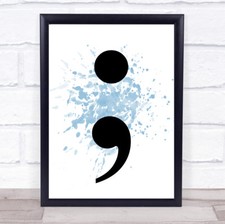 Estampe d'art mural citation demi-colon bleu