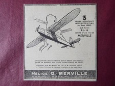 12/1949 PUB HELICE MERVILLE BOULOGNE AVION LEDUC RL-16 FRENCH AD