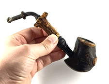 Pipe ancienne Ropp Bussang 1870 1893 bruyère rustiquée bois de cerf vintage Fran