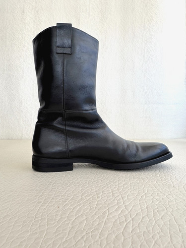 Santoni black leather mid calf - leather, mid-calf