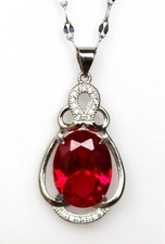 Rubis Hydrothermal Rouge Sang de 10,510 ct - Pendentif Argent 925 + Chaîne