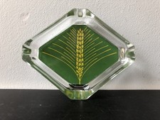 Vintage Cendrier Publicitaire Agricole Céréale Epi Blé Machine Sérigraphié Verre