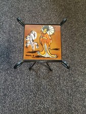 CÉRAMIQUE VALLAURIS & FER FORGÉ * SELLETTE / PORTE PLANTE ANCIEN