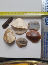 LOT DE 6 PIERRES TAILLÉES SILEX NÉOLITHIQUE PALÉOLITHIQUE PRÉHISTOIRE À VOIR !!!