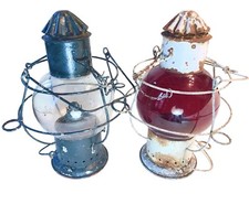 PAIRE ANCIENS FANAL LANTERNE LAMPE FEU DE BATEAU Marine  Début XXe
