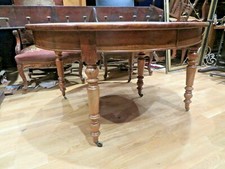 belle ancienne grande table allonges 6 pieds bandeau ovale en noyer epoque XIXe