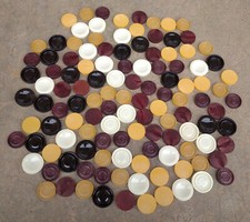 vintage  lot vrac ancien pions jeux  société  jeu de dames   plastiques