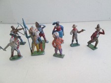 8 figurines en plomb  peint anciennes - cow-boy et indiens