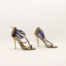 Sandales Giuseppe Zanotti Apporté Pointure Ue 37 (Cod.CS1354) Bleu et Or en Cuir