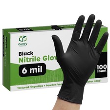 Gants Jetables en Nitrile Noir - 100 Pièces, Taille M, Résistants Et Sécurisés