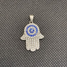 Ancien Pendentif Main De Fatma En Argent Massif 925