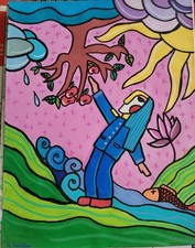 2 peintures acryliques Sur feuille 22x29,Abstrait, contemporain, brut