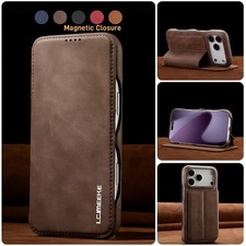 Pour iPhone 17 Pro Max 16 15 Plus 14 Coque en cuir PU Étui de stand portefeuille