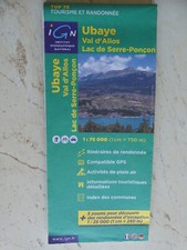 carte  IGN TOURISME ET RANDONNEES TOP 75 UBAYE VAL ALLOS LAC SERRE PONCON 2011