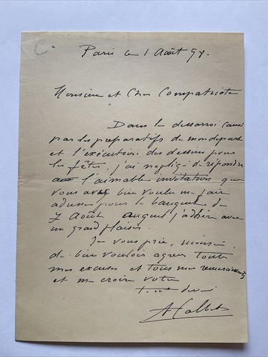 Lettre autographe signée - lettre,