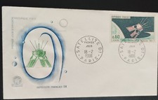 ENVELOPPE PREMIER 1ER JOUR 1966 TIMBRE SATELLITE D1 PARIS FDC N°1476