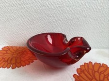 Ancien Cendrier Ou Vide Poche Verre MURANO ?Rouge Forme Orignale Deco