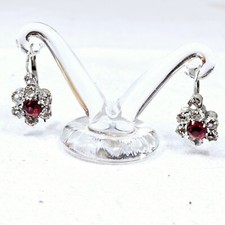 Dormeuses Anciennes Marguerites Cristal Taillé Montures Argent Poinçon Sanglier