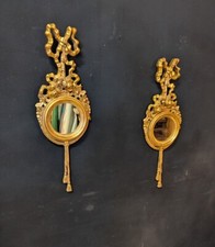 Paire de miroirs ronds en bois