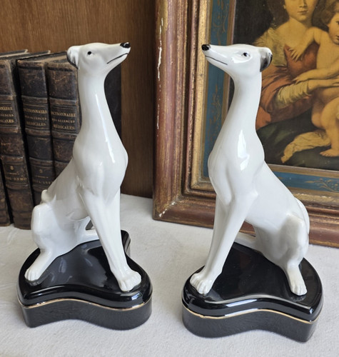 Paire statuette chien - de,