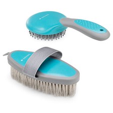 Kit 2x brosse de pansage pour crinière corps queue de cheval équitation