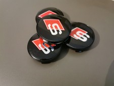 4 Cache Moyeux Jante S-Line 60mm Noir Rouge 