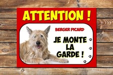 Plaque attention au chien Berger picard Je monte la garde
