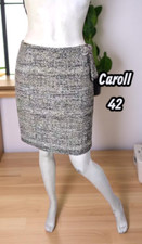 Caroll Taille 42  Superbe jupe doublée beige noir coton mélangé