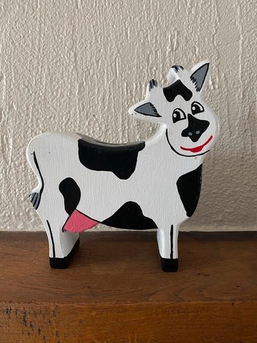 Tirelire vache bois noir - vache, et