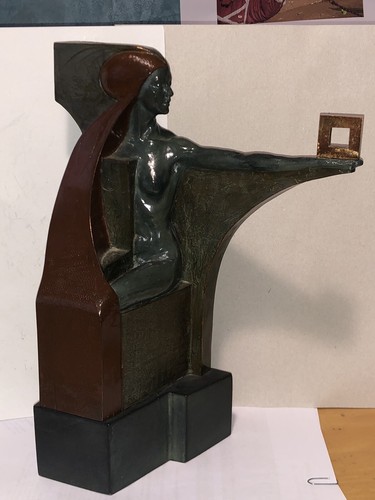 Bronze femme polychrome - bronze,