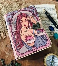 Grimoire livre de sorts vierge des ombres Virgo Balance Print Vintage Leather...
