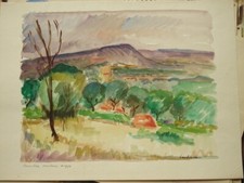 Henri BOCCARA (Tunis 1910-1992) AQUARELLE PAYSAGE ROUSSILON VAUCLUSE PROVENCE