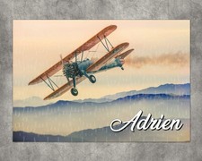 Puzzle Avion vintage personnalisé avec prénom