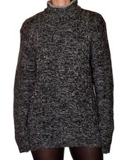 Pull d'hiver en acrylique homme taille L gris chiné uni col roulé