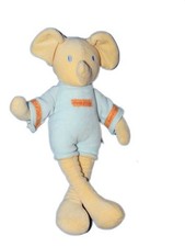 Doudou peluche éléphant bleu