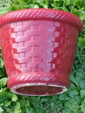 Cache Pot Faïence  Poët-Laval Décor Vannerie vers 1950